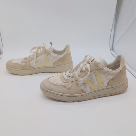 Veja Sz 9 V-10 J-MESH JUTE WHITE Off-White Sneakers - Picture 4 of 9